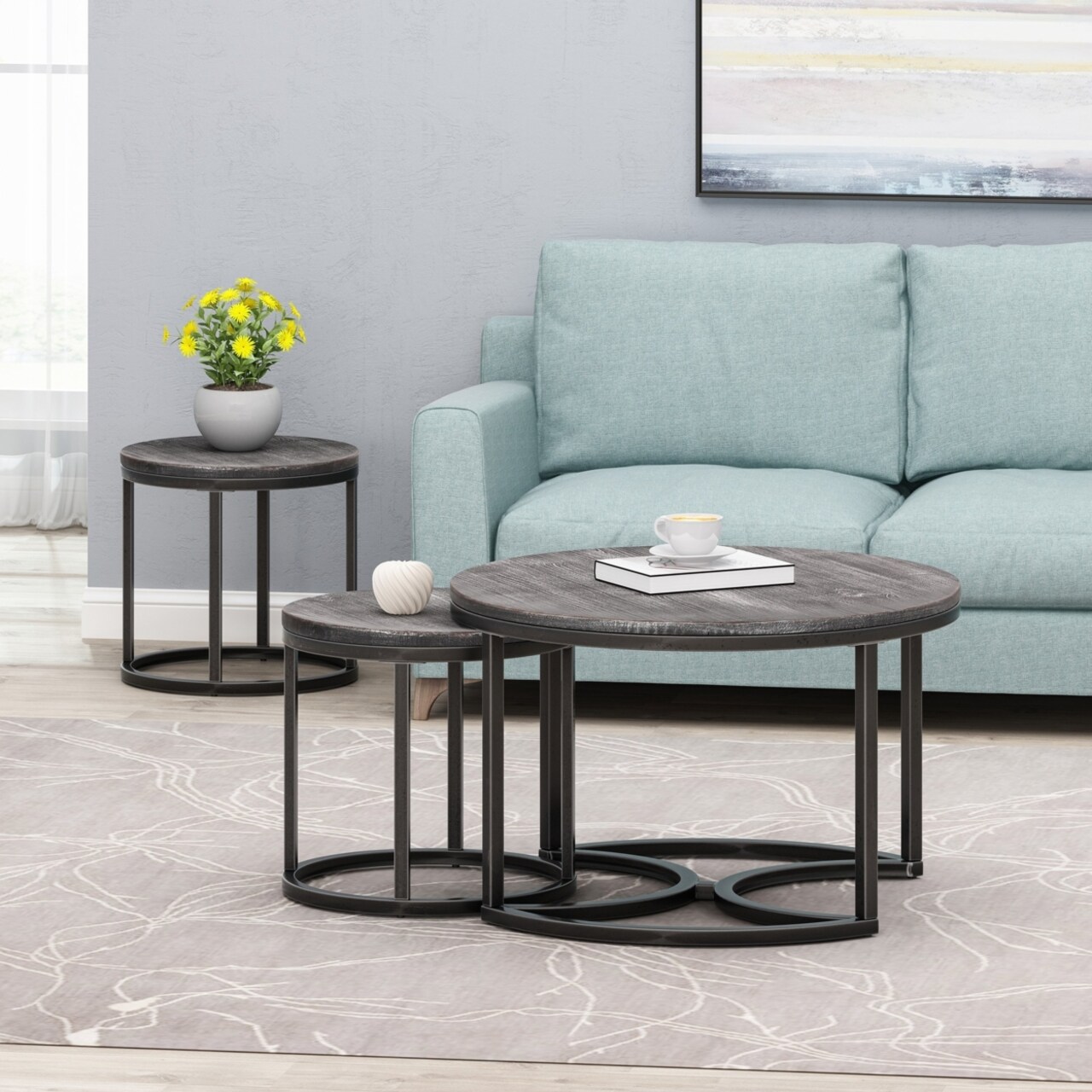 Coffee table discount with chairs inside